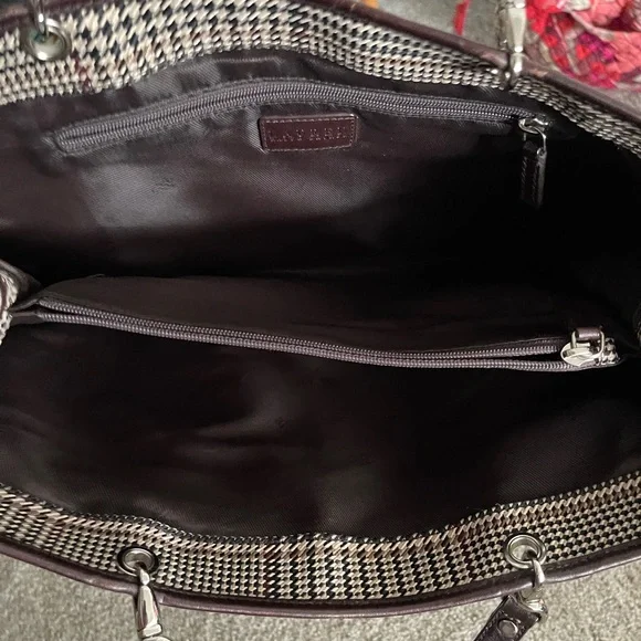 Lauren Ralph Lauren Houndstooth Tote with Black Accents - Picture 3 of 3